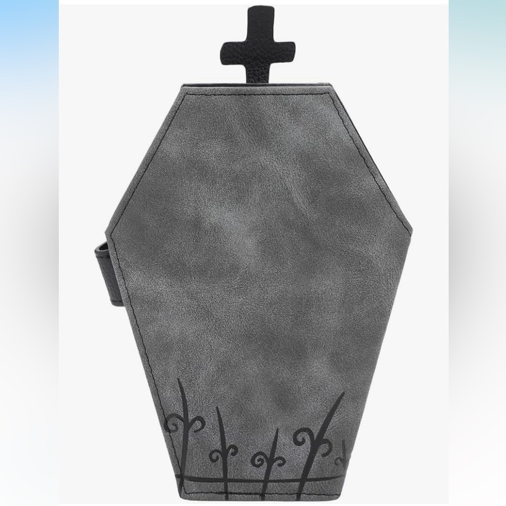 Bioworld Black and Gray Coffin Crossbody Bag with White Skull - Picture 2 of 14